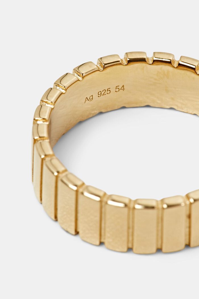 Vroubkovaný prsten zlaté barvy, sterlingové stříbro, GOLD, detail image number 1