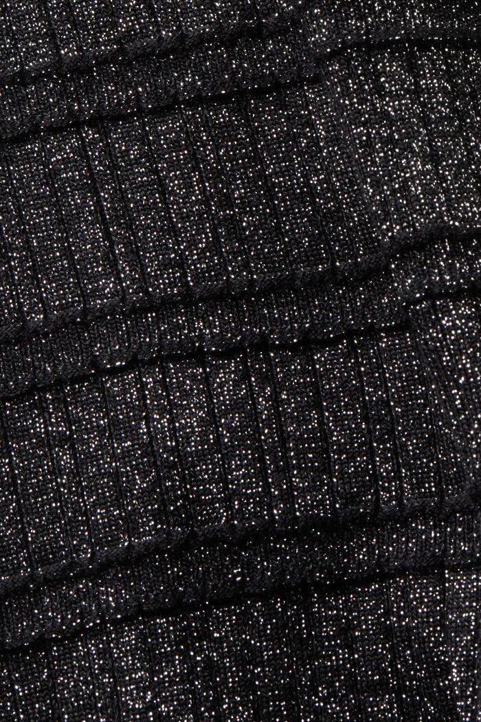 Zkrácený pulovr s přízí lamé a nízkým rolákem, BLACK, detail image number 5