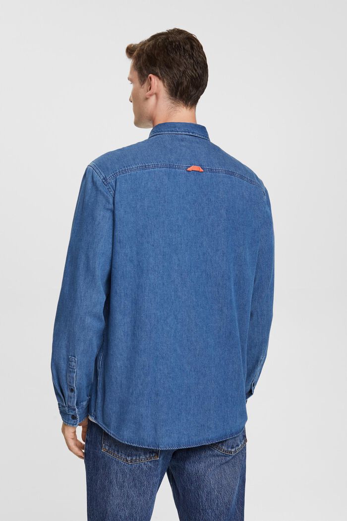 Džínová košile s nakládanou kapsou, BLUE MEDIUM WASHED, detail image number 3