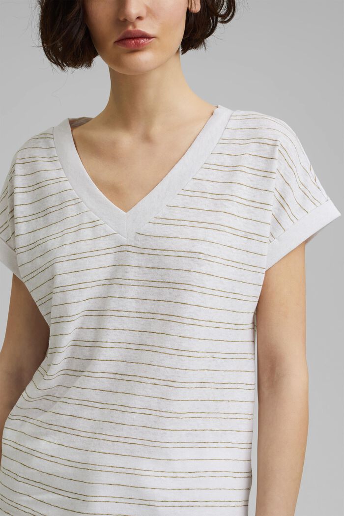 Bavlna/len: proužkované tričko, WHITE, detail image number 2