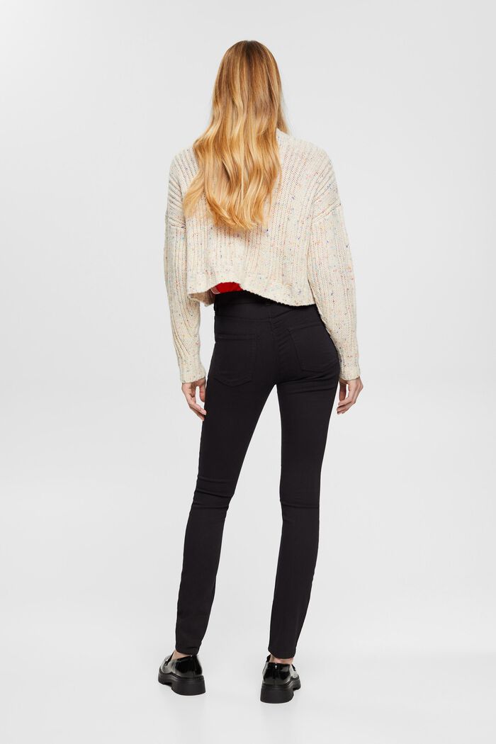 Strečové kalhoty Slim Fit, středně vysoký pas, BLACK, detail image number 3