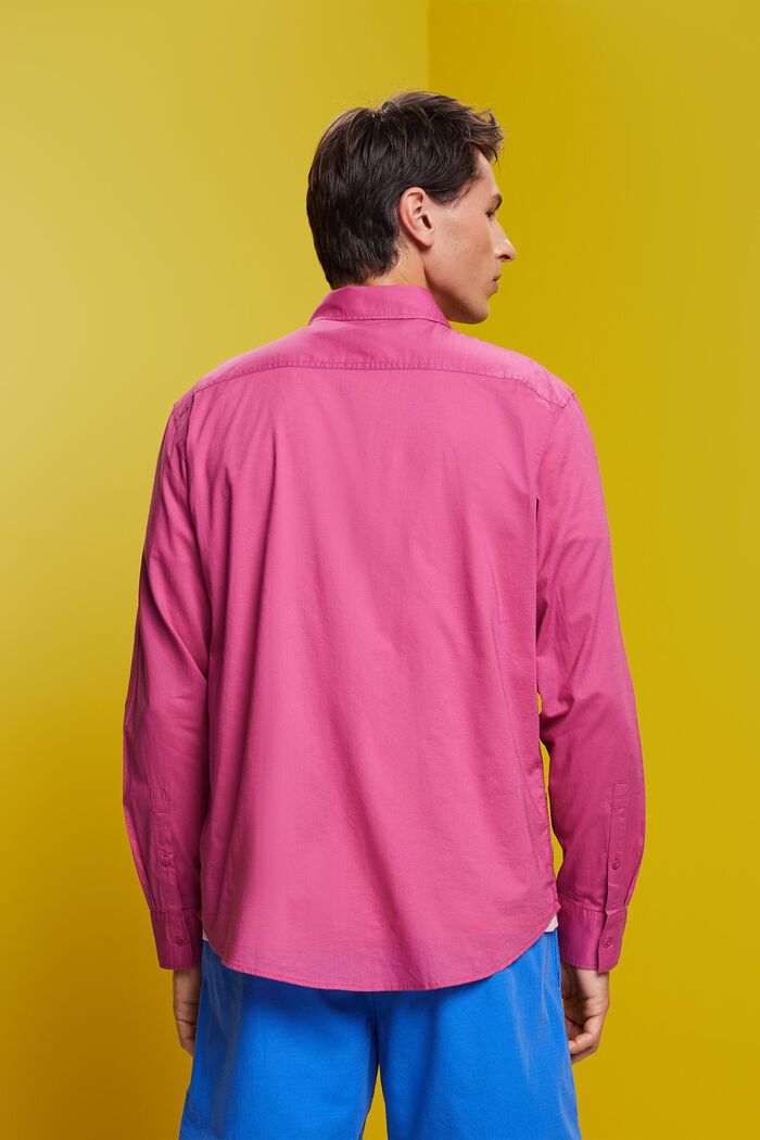 Jednobarevná košile, dlouhý rukáv, 100% bavlna, DARK PINK, detail image number 3