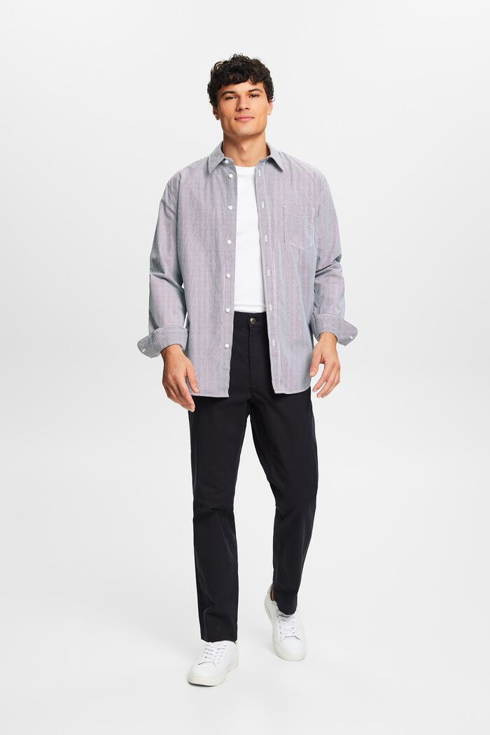 Kalhoty chino, bavlněný kepr, rovný střih, BLACK, detail image number 1