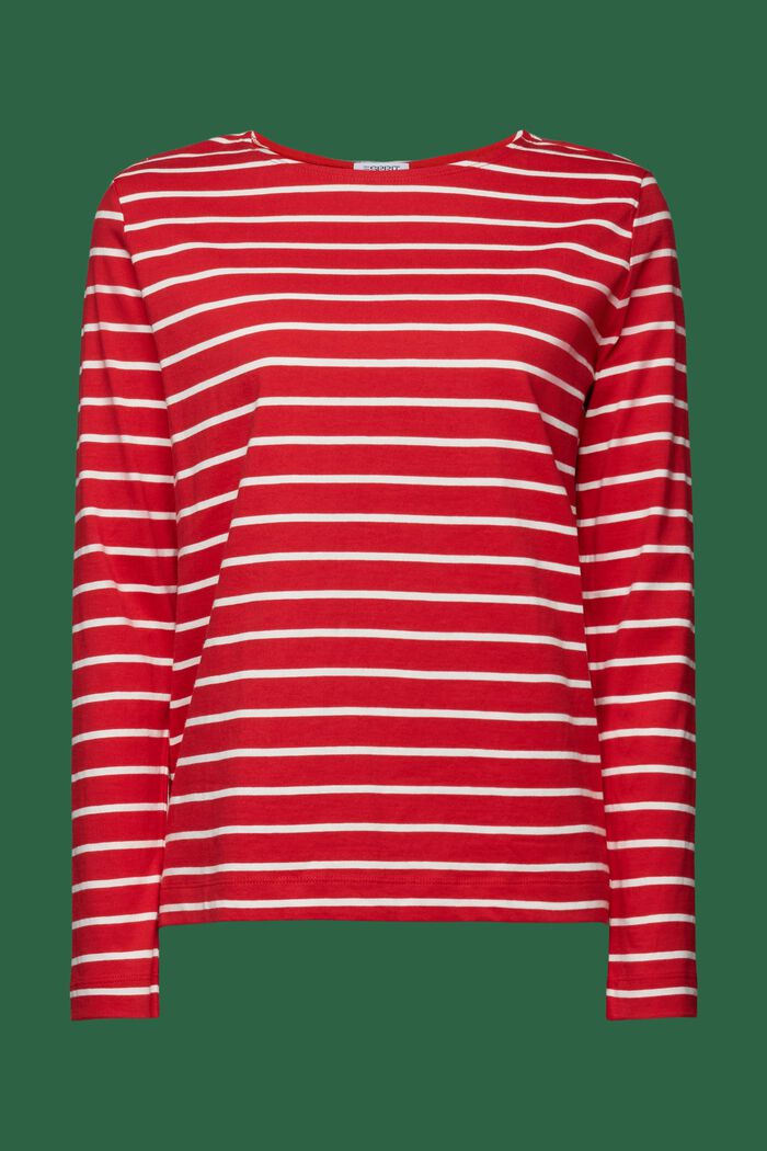 Pruhované tričko s dlouhým rukávem, DARK RED, detail image number 6
