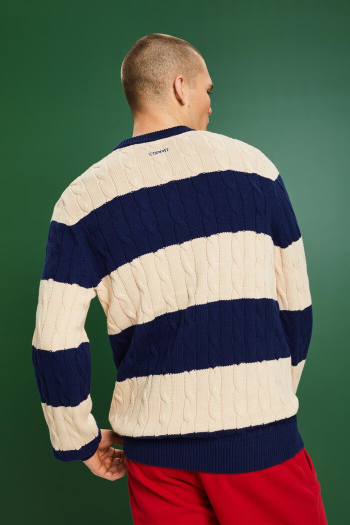 Pruhovaný pulovr z copánkové pleteniny, SAND, detail image number 2
