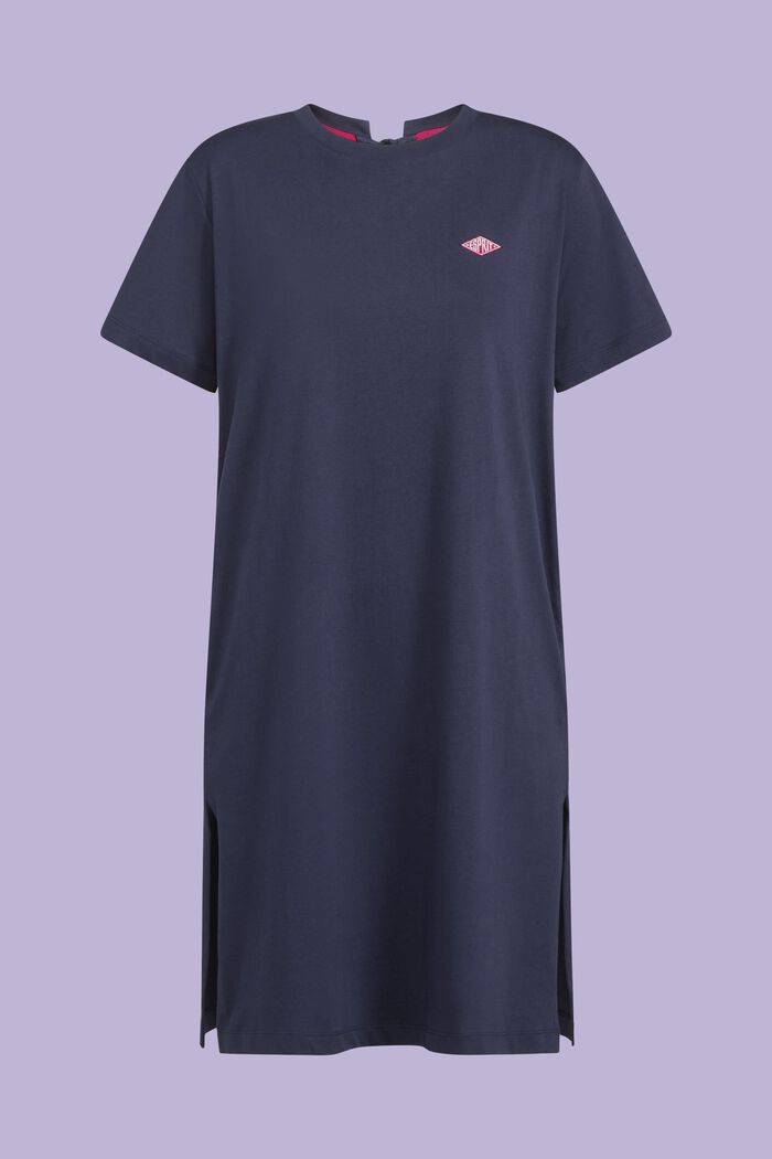 Bavlněné žerzejové šaty s výšivkou, NAVY, detail image number 5