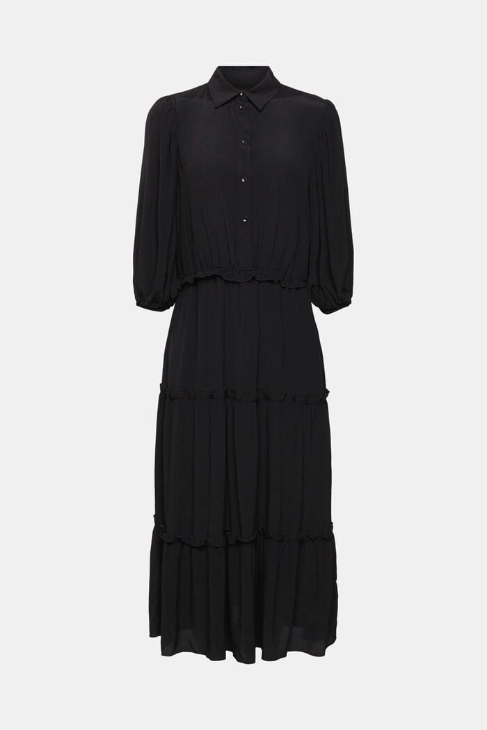 Midi šaty s nařasením, BLACK, detail image number 5
