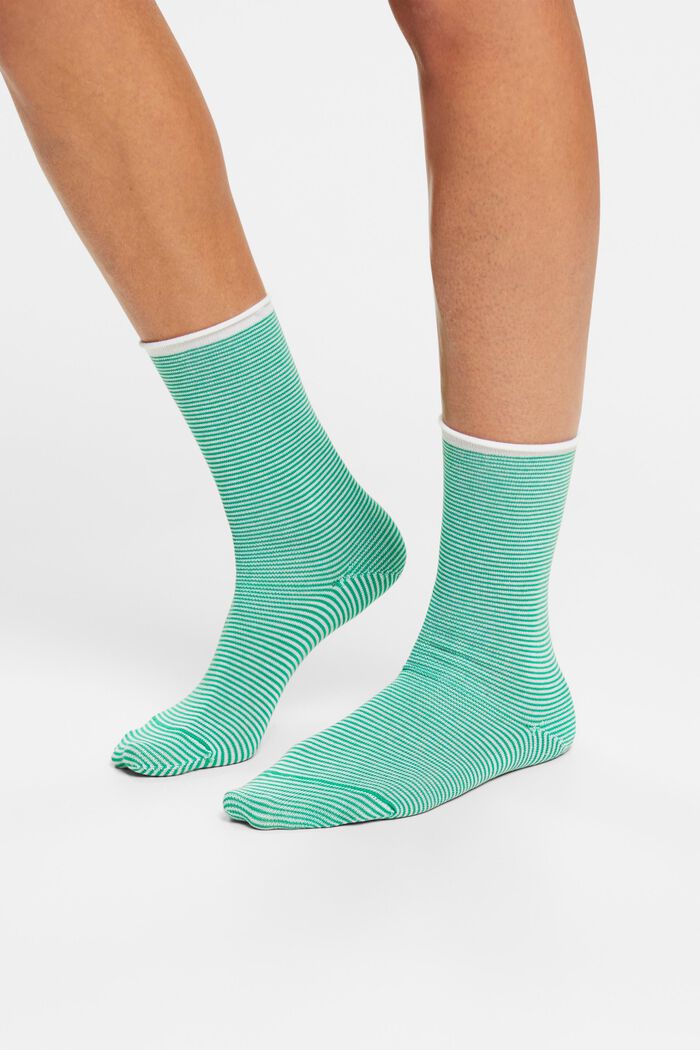 Pruhované ponožky se srolovaným lemem, bio bavlna, GREEN, detail image number 1