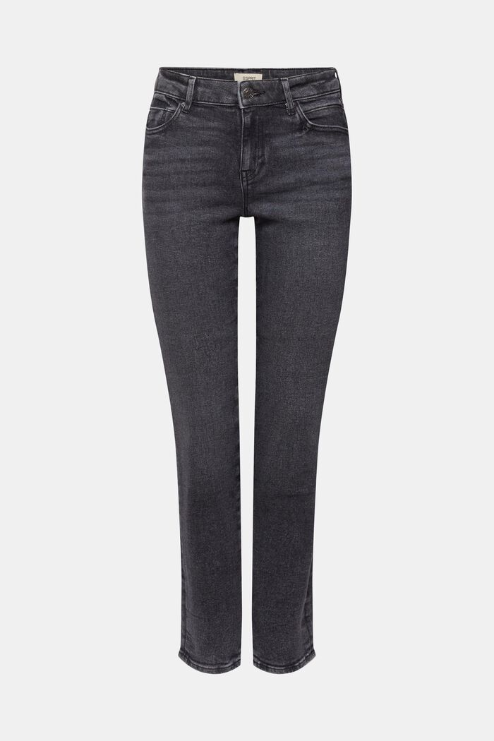 Strečové džíny s vysokým pasem, rovné nohavice, GREY DARK WASHED, detail image number 6