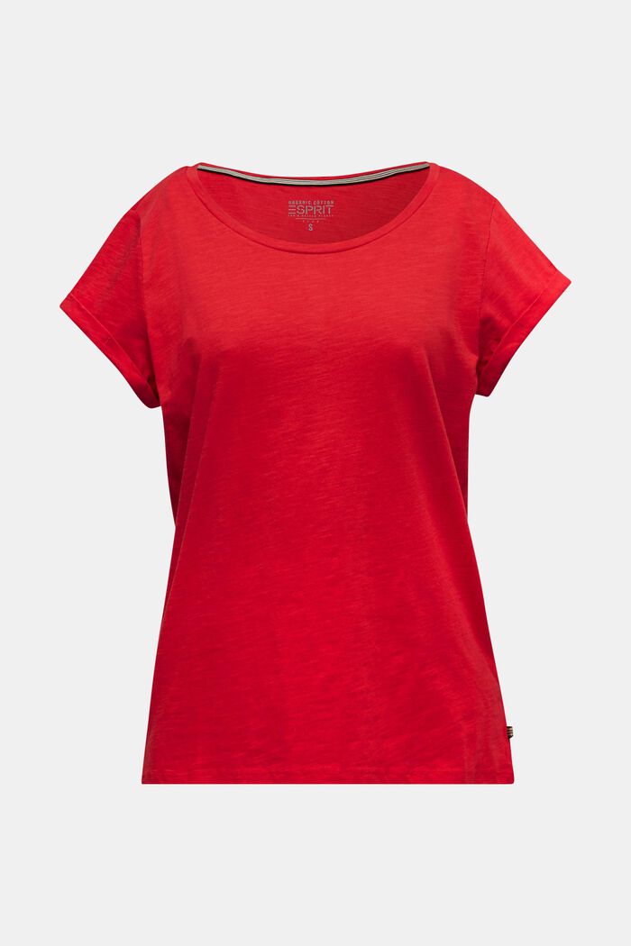 Vzdušné tričko slub, 100% bavlna, DARK RED, detail image number 0