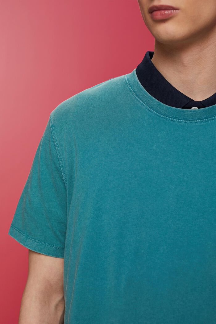 Žerzejové tričko, barvené po ušití, 100% bavlna, TEAL BLUE, detail image number 2