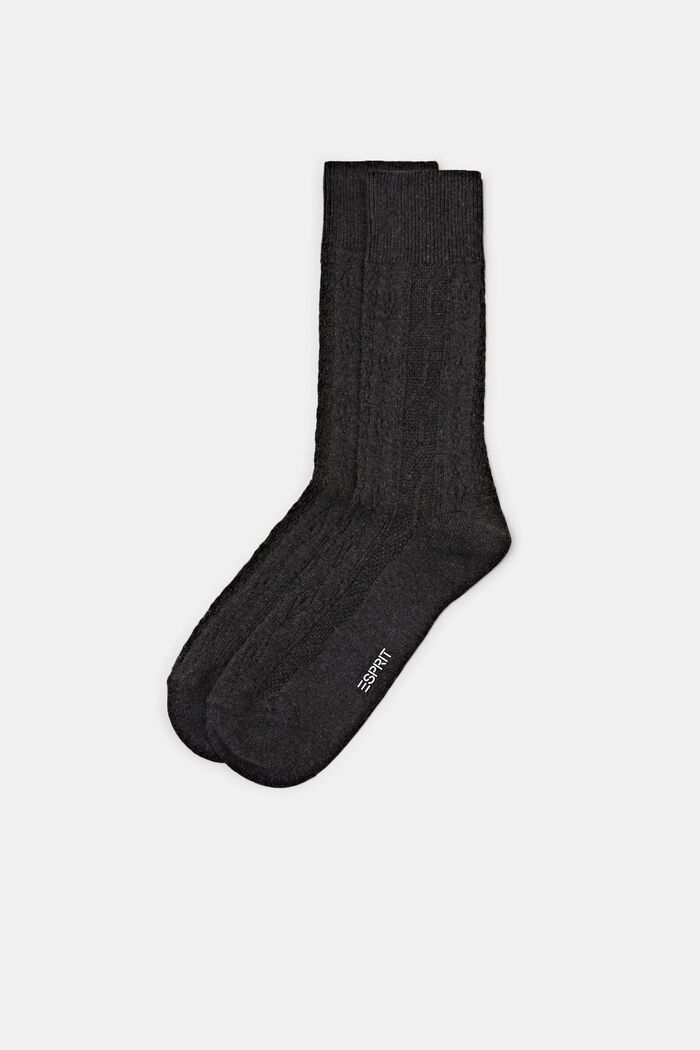 Ponožky z copánkové pleteniny, ANTHRACITE MELANGE, detail image number 0