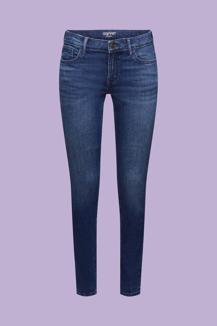 Skinny džíny se střední výškou pasu, BLUE DARK WASHED, detail image number 6