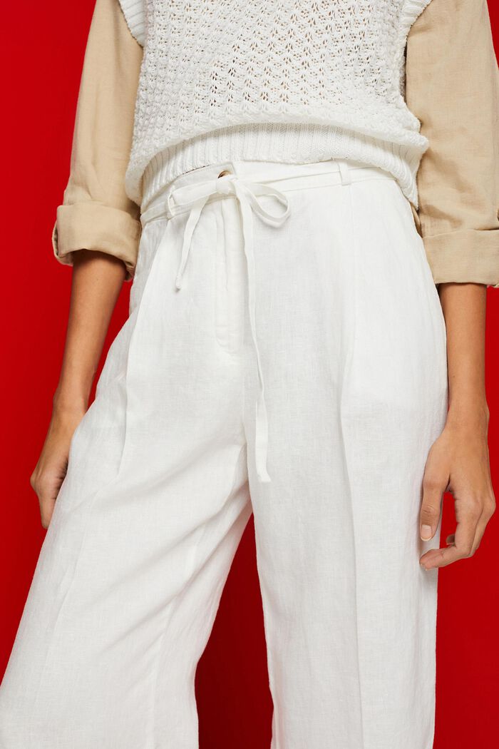 Lněné kalhoty se širokými nohavicemi, OFF WHITE, detail image number 2