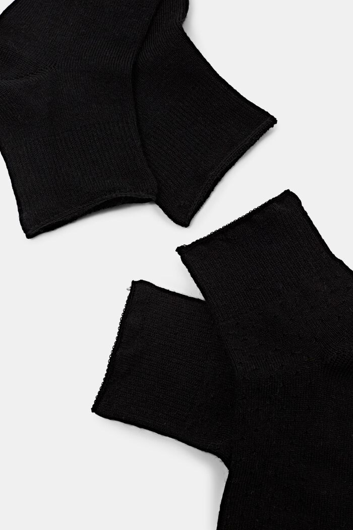 2 páry krajkových vzorovaných ponožek, směs s vlnou, BLACK, detail image number 1