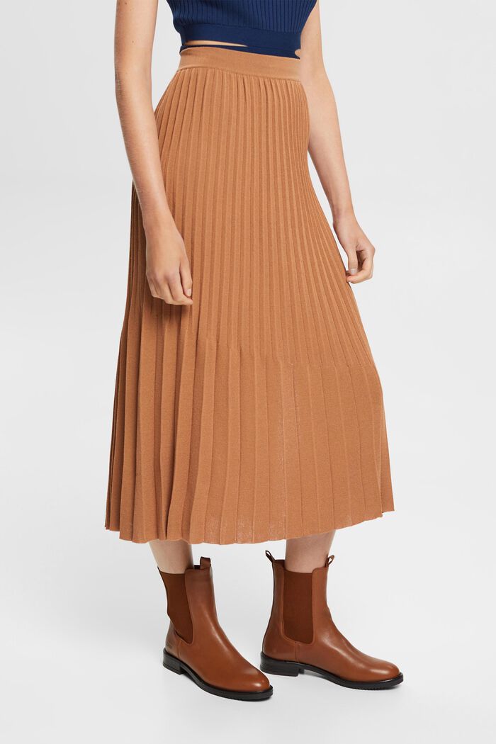 Plisovaná midi sukně, BROWN, detail image number 1
