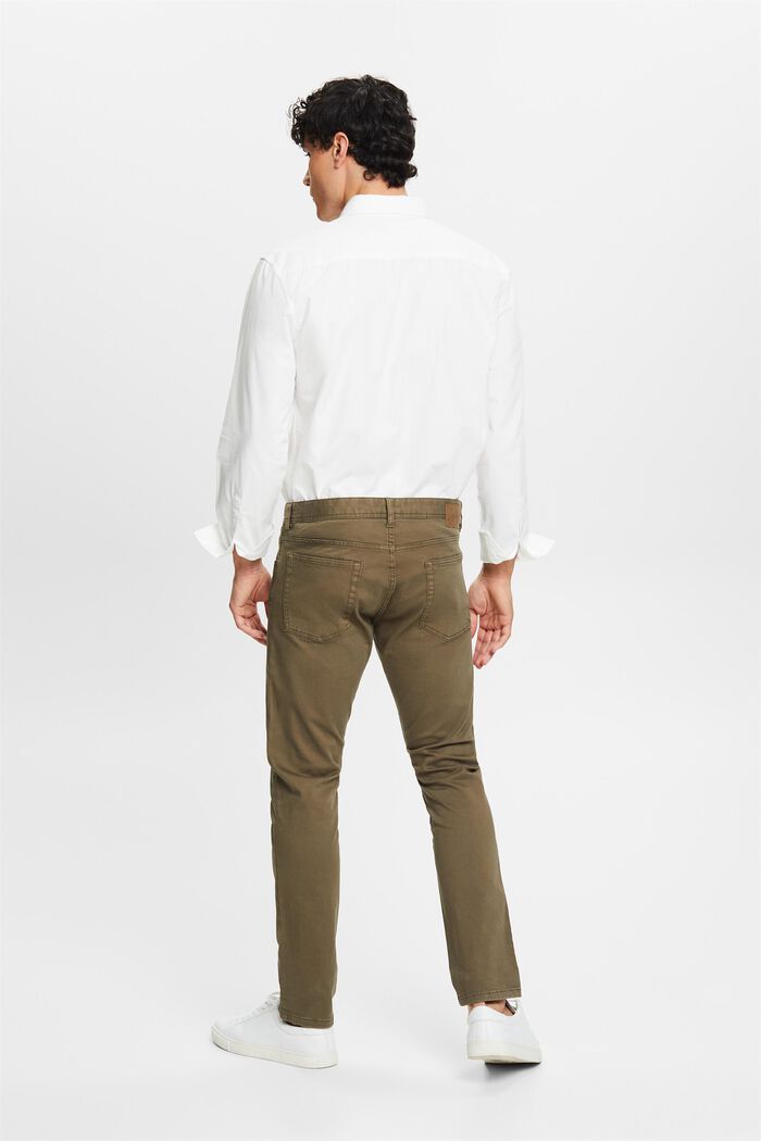 Kalhoty se štíhlým střihem Slim Fit, bio bavlna, DARK KHAKI, detail image number 2