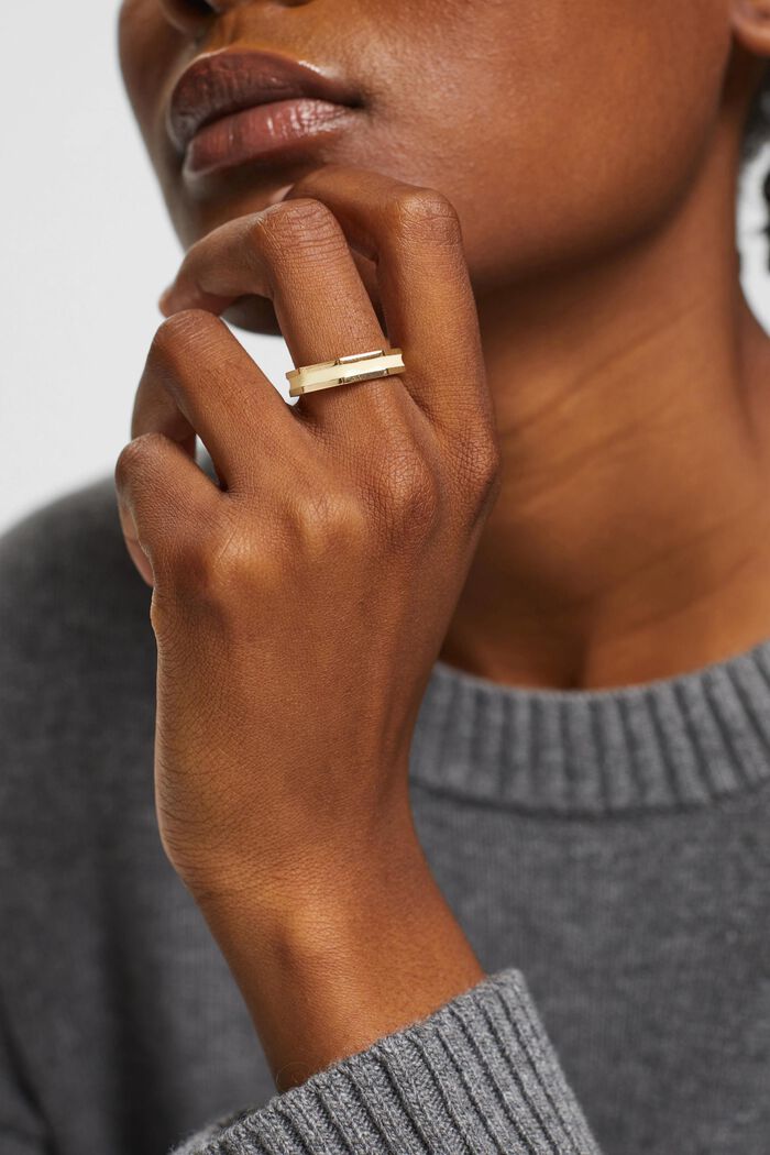 Hranatý prsten s barevnou nerezovou ocelí, GOLD, detail image number 2