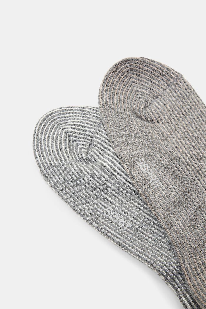 2 páry ponožek z hrubé pruhované pleteniny, GREY, detail image number 2