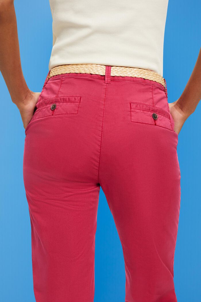 Lehké strečové kalhoty chino s opaskem, DARK PINK, detail image number 2