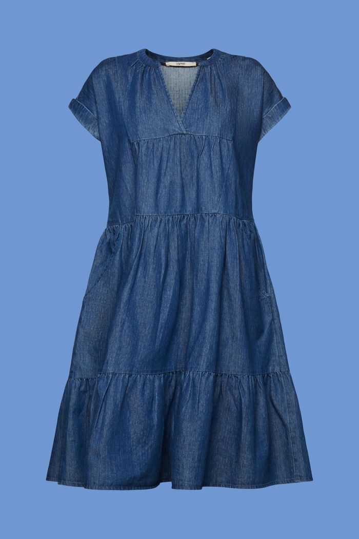 Lehké denimové šaty, 100% bavlna, BLUE MEDIUM WASHED, detail image number 6