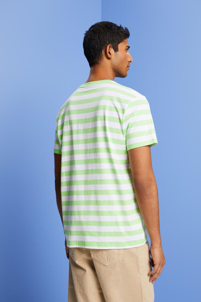 Pruhované bavlněné tričko, CITRUS GREEN, detail image number 3