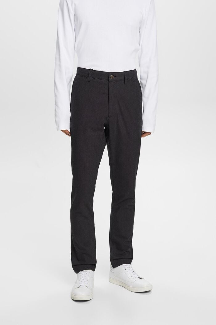 Chino kalhoty z počesané tkaniny a slim střihem, ANTHRACITE, detail image number 0