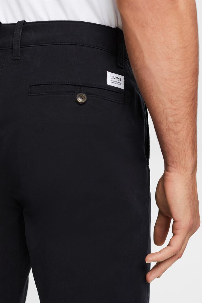 Kalhoty chino, bavlněný kepr, rovný střih, BLACK, detail image number 3
