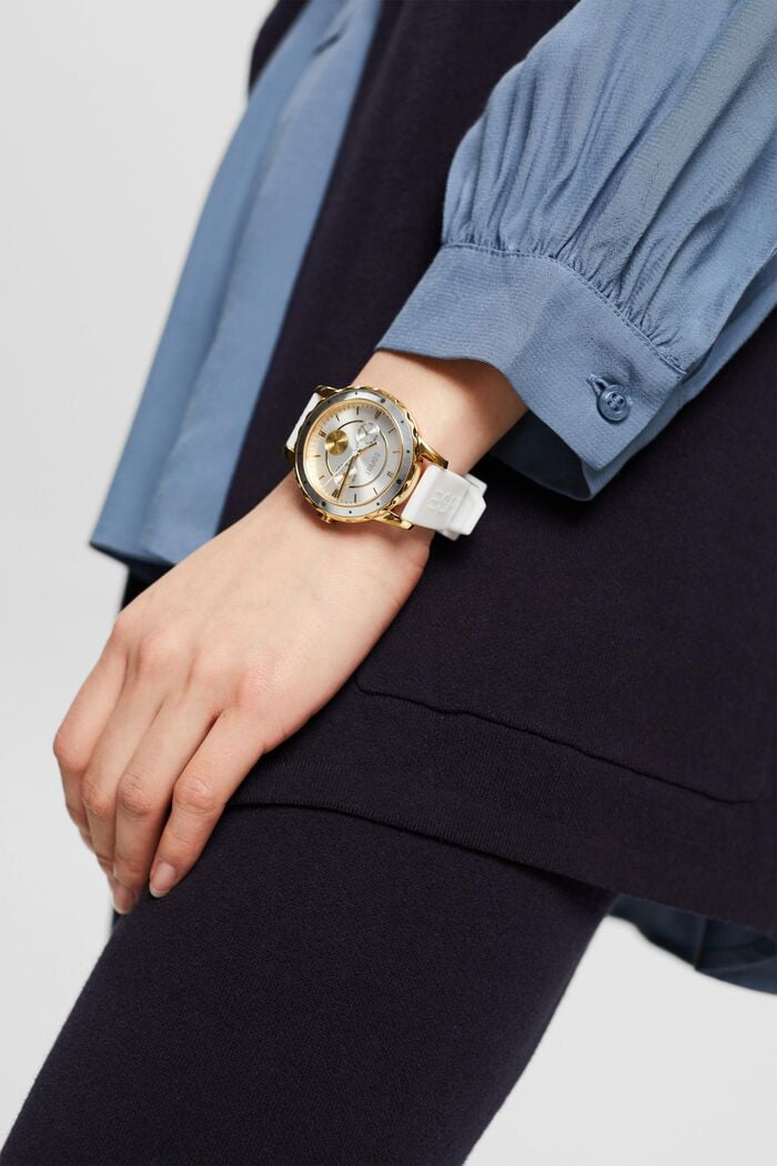 Dvoubarevné multifunkční hodinky se silikonovým náramkem, WHITE, detail image number 2