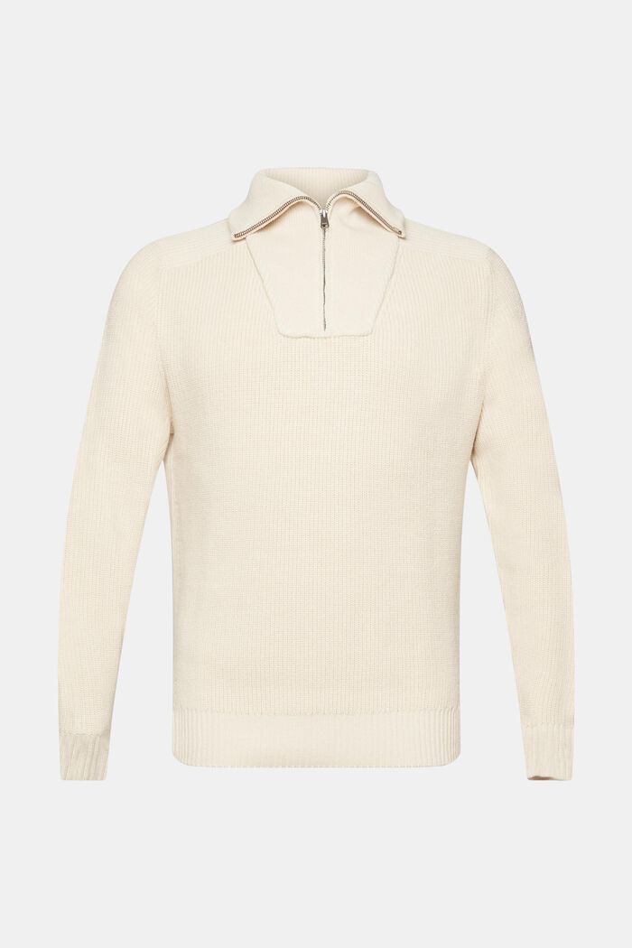 Pletený pulovr s polovičním zipem, LIGHT TAUPE, detail image number 6