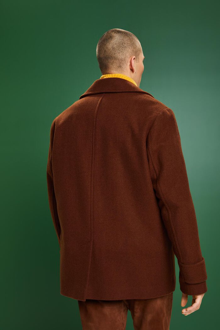 Dvouřadý kratší kabát z vlněné směsi, BARK, detail image number 4