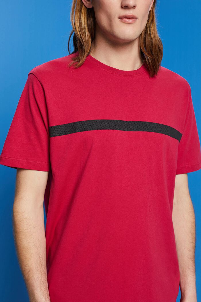 Bavlněné tričko s kontrastním pruhem, DARK PINK, detail image number 2