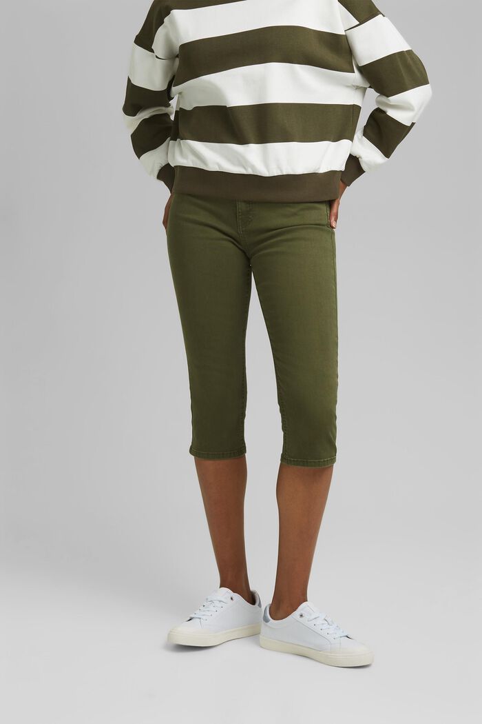 Capri kalhoty z bio bavlny, KHAKI GREEN, detail image number 0
