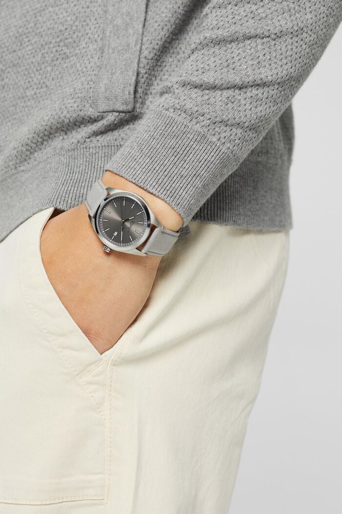 Veganský produkt: hodinky z nerezové oceli, se zobrazením data, GREY, detail image number 2