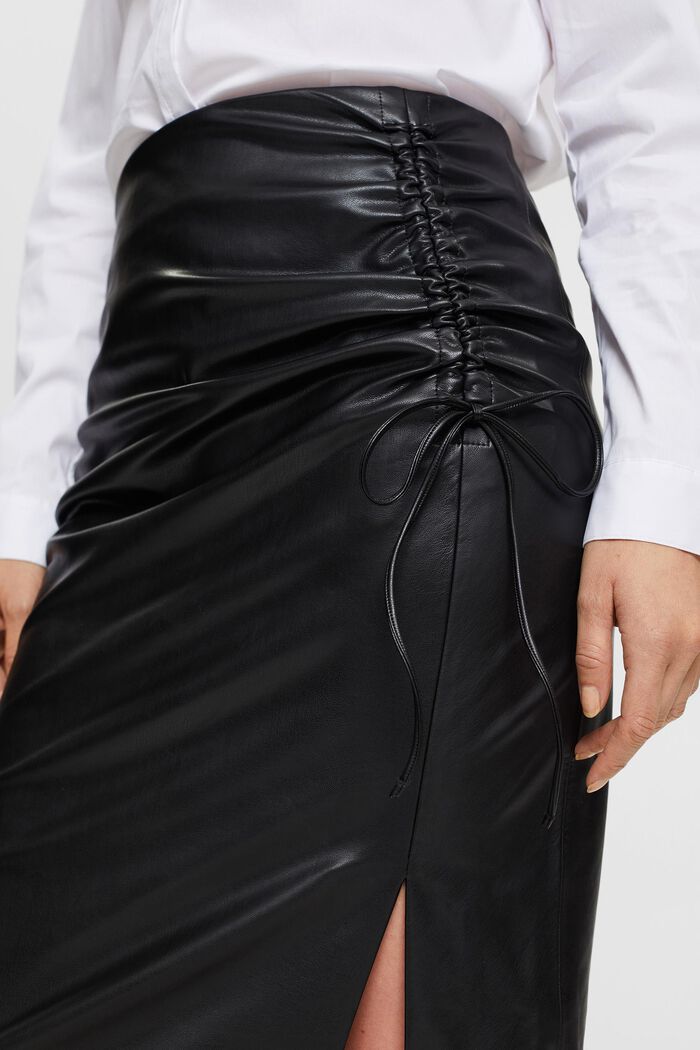Pouzdrová sukně z imitace kůže, s nabíráním, BLACK, detail image number 2