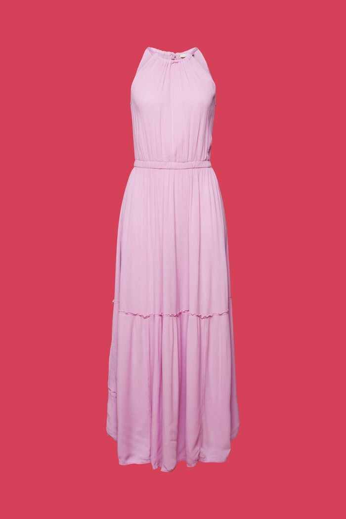 Maxi šaty z žoržetu, s ramínky za krkem, zmačkaný efekt, VIOLET, detail image number 5