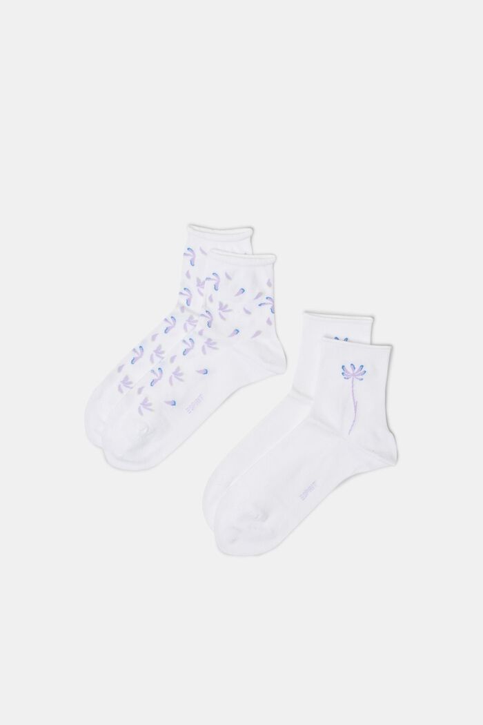 Ponožky z pleteniny s potiskem, 2 páry v balení, WHITE, detail image number 0