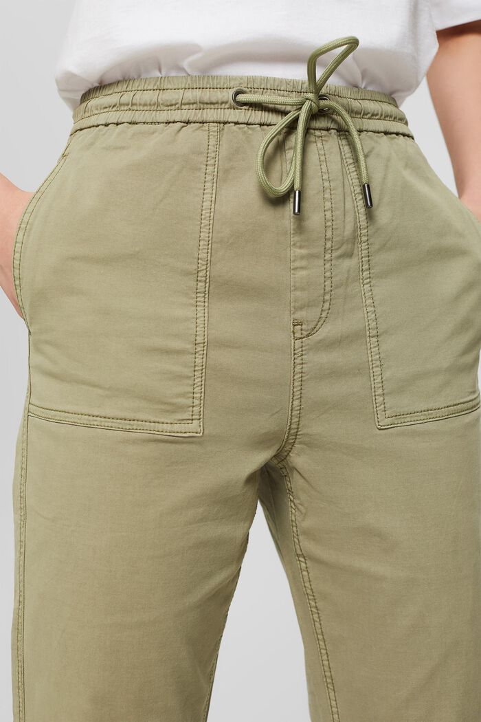 Strečové kalhoty s pasem na gumu, bio bavlna, LIGHT KHAKI, detail image number 2