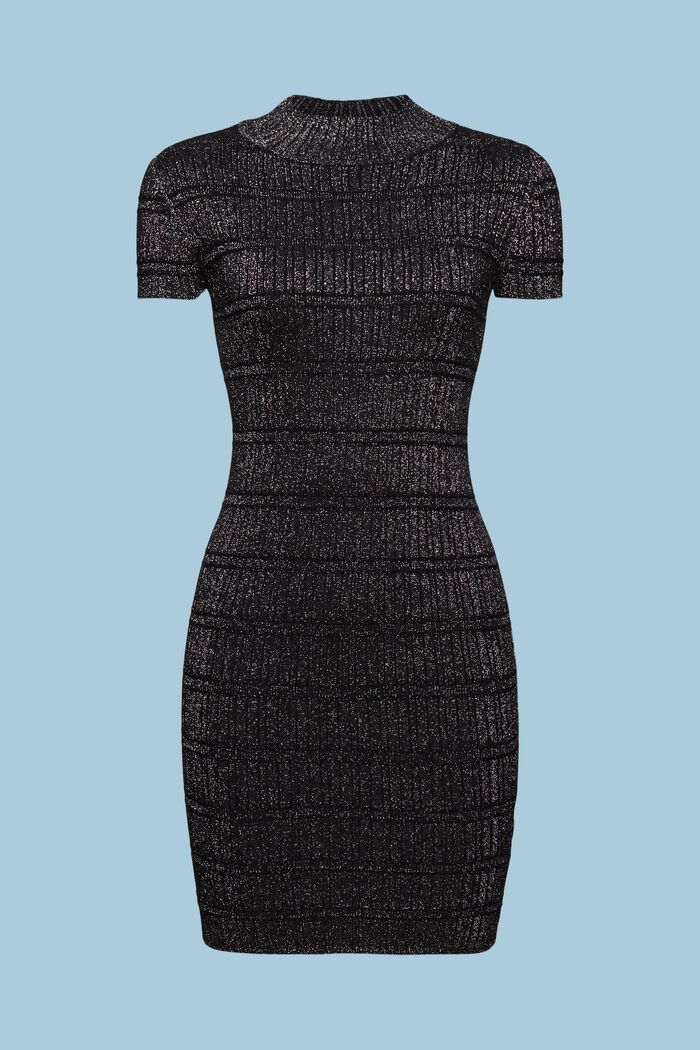 Mini šaty z lamé pleteniny, BLACK, detail image number 7