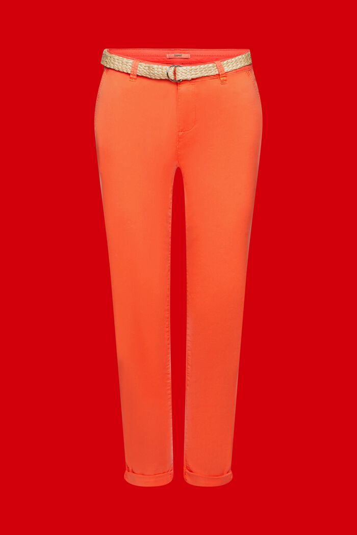 Lehké strečové kalhoty chino s opaskem, ORANGE RED, detail image number 7