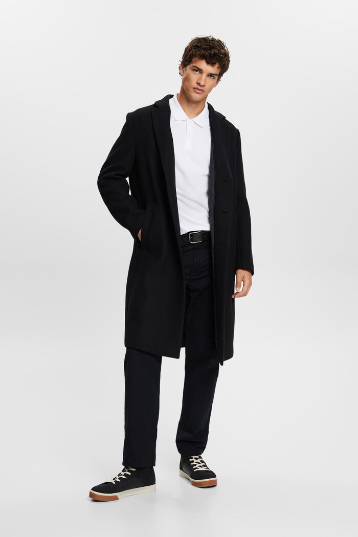 Kabát z vlněné směsi, s odnímatelnou kapucí, BLACK, detail image number 2