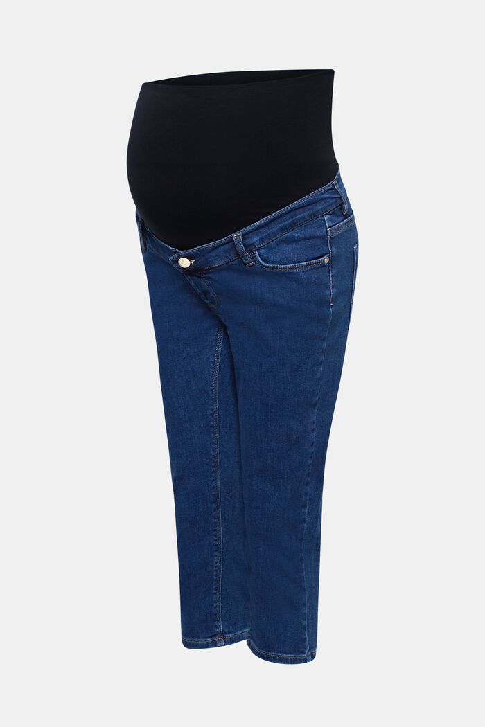 Capri strečové džíny s pásem přes bříško, BLUE DARK WASHED, detail image number 0