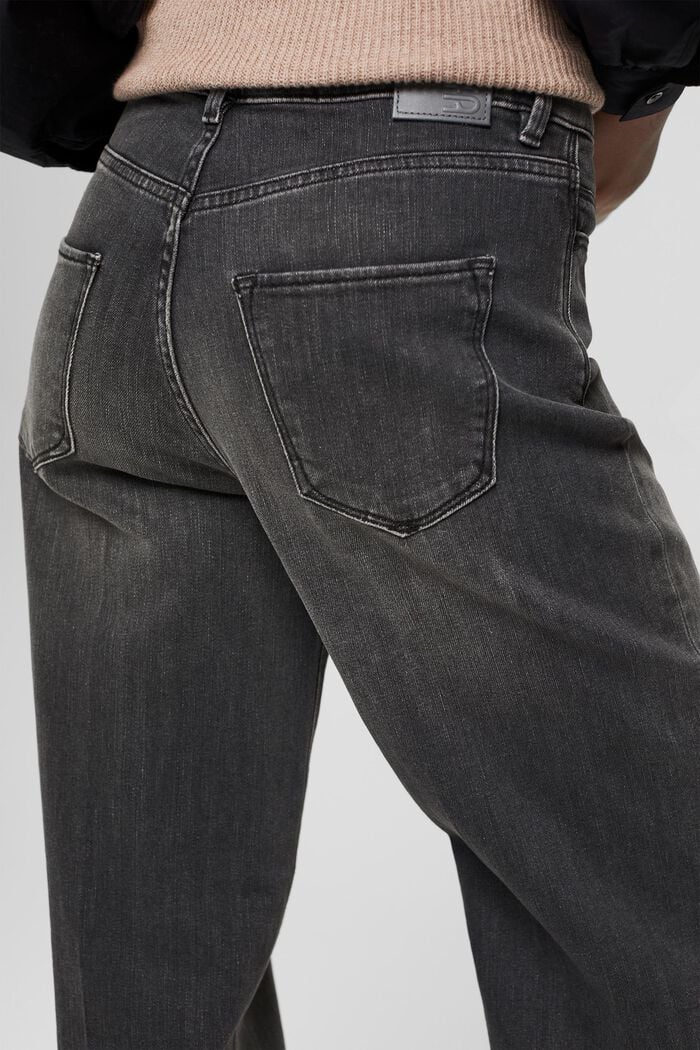 Rovné strečové džíny z bio bavlny, GREY DARK WASHED, detail image number 5