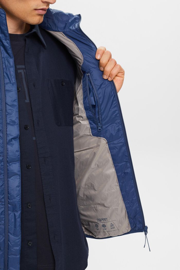 Prošívaná bunda s vysokým límcem, PETROL BLUE, detail image number 2