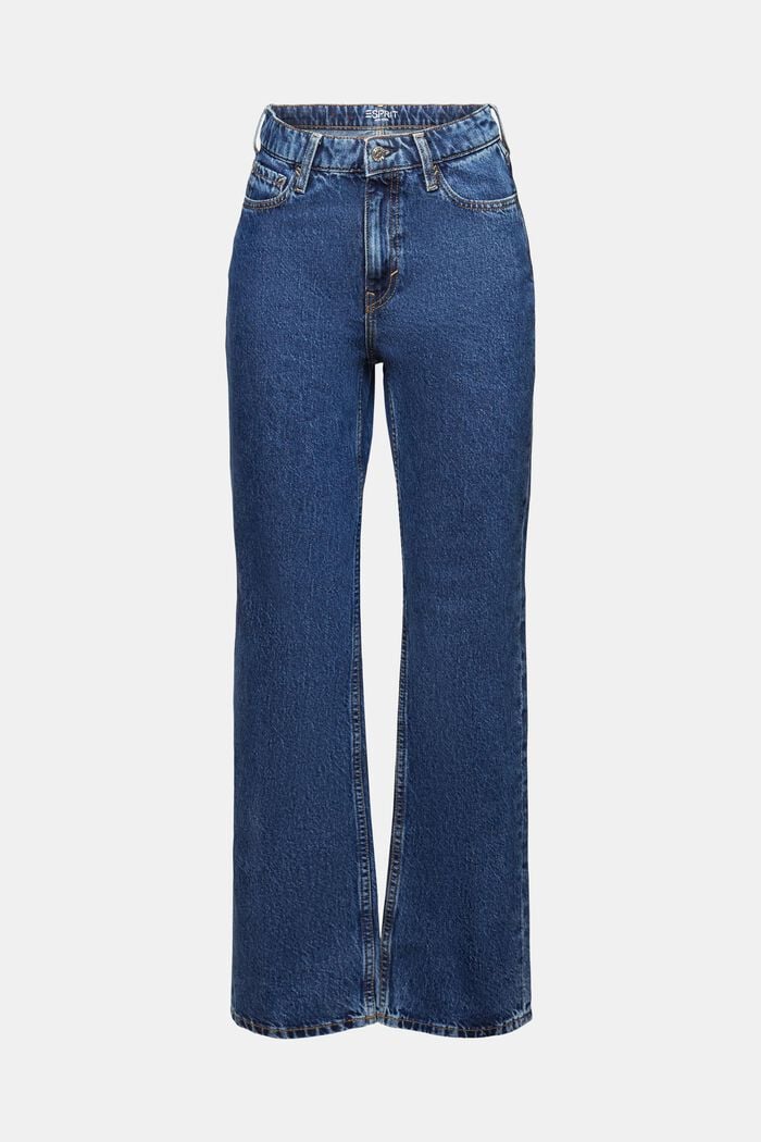 Retro rovné džíny s vysokým pasem, BLUE MEDIUM WASHED, detail image number 6