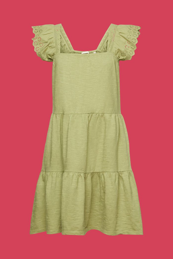 Žerzejové šaty s vyšívanými krajkovými rukávy, PISTACHIO GREEN, detail image number 6