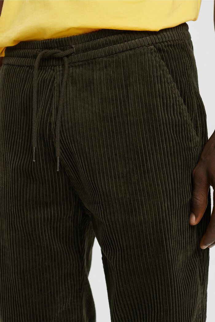 Manšestrové kalhoty v jogger stylu, DARK KHAKI, detail image number 0