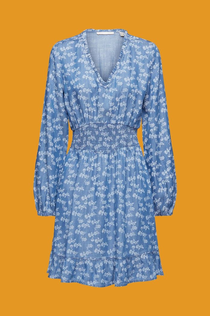 Denimové mini šaty s květinovým potiskem, BLUE MEDIUM WASHED, detail image number 5
