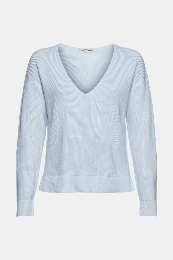 Pletený pulovr ze 100% bavlny, LIGHT BLUE, detail image number 8