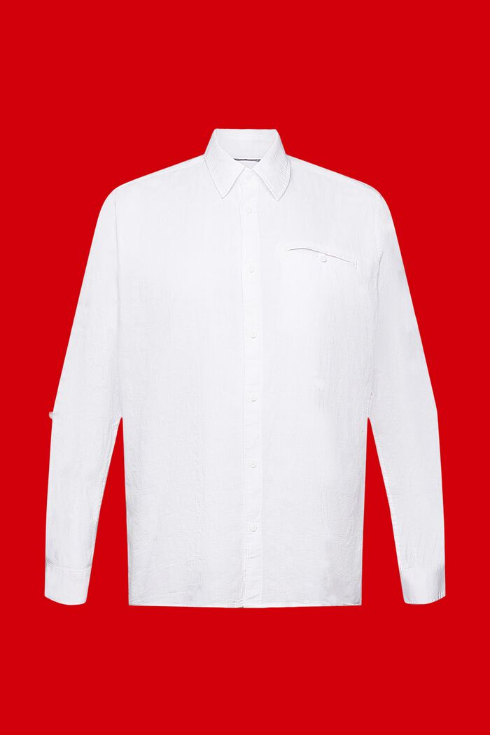 Bavlněná košile se strukturou, WHITE, detail image number 7